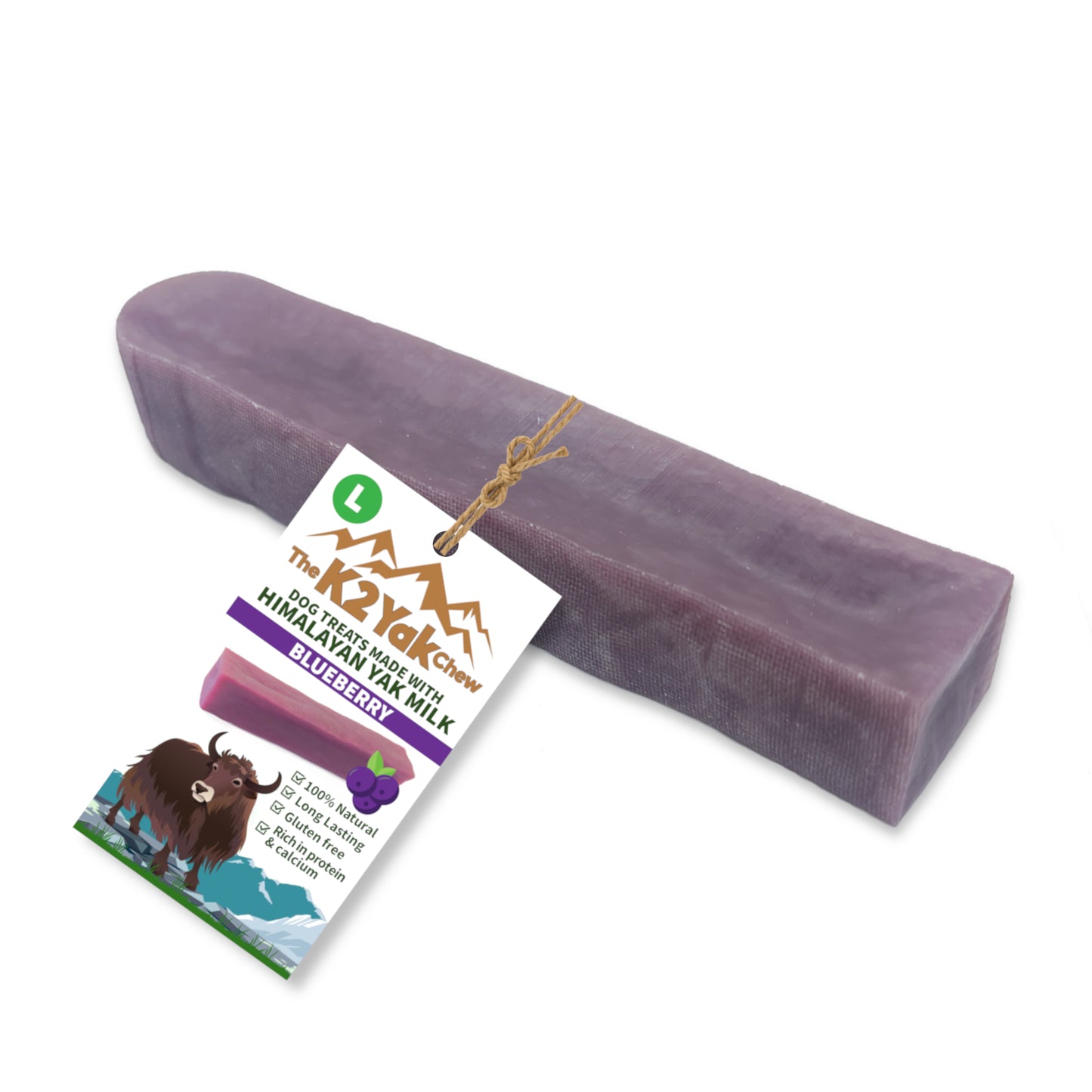 K2 Yak Chews Natural Dog Treats Blueberry Flavour Large 100-120g