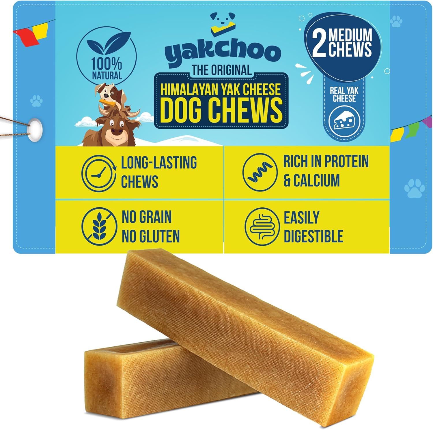 Yakchoo Himalayan Yak Cheese Dog Chews – Medium 70g - 2pk