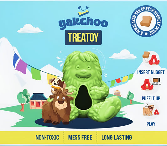 Yakchoo Play Treatoy – Rubber Dog Treat Toy & 5 Nuggets - Green