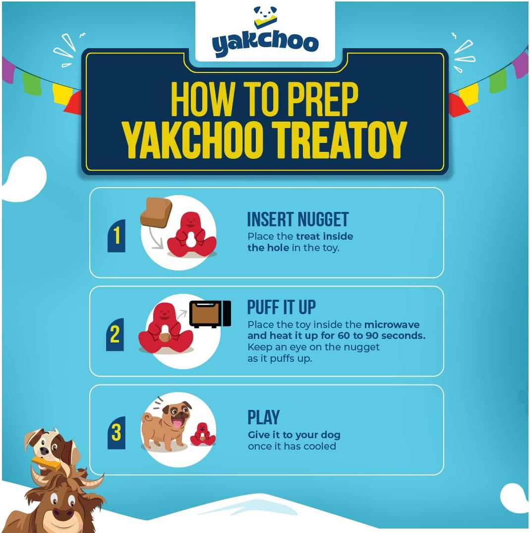 Yakchoo Play Treatoy – Rubber Dog Treat Toy & 5 Nuggets - Blue