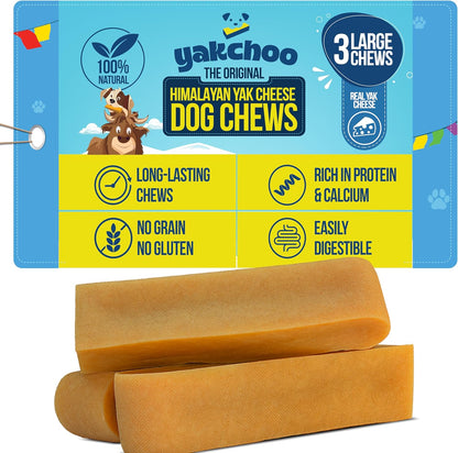 Yakchoo Himalayan Yak Cheese Dog Chews – Large 130g - 3pk