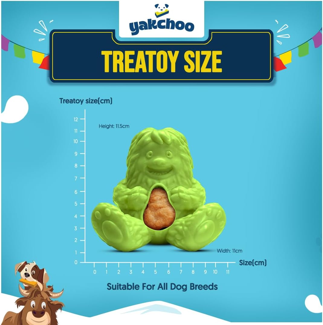 Yakchoo Play Treatoy – Rubber Dog Treat Toy & 5 Nuggets - Green