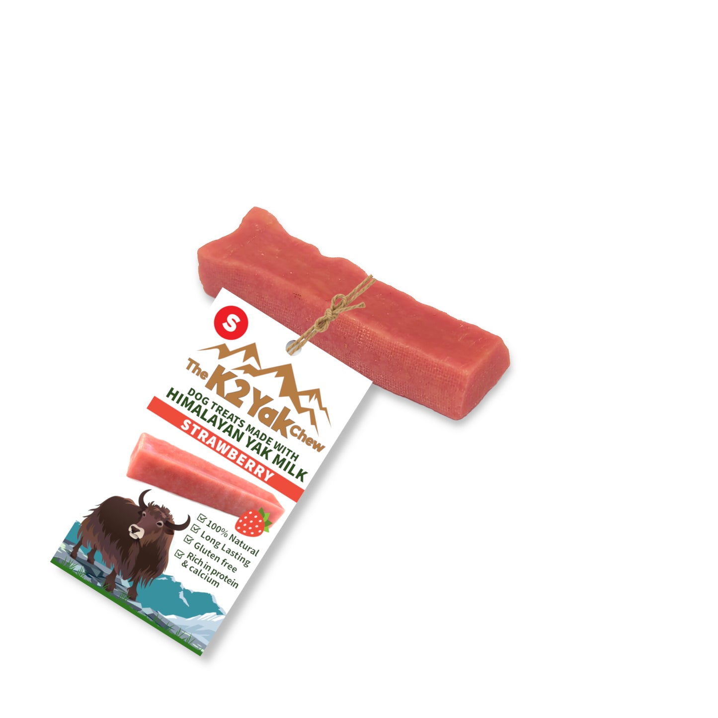 K2 Yak Chews Natural Dog Treats Strawberry Small 30-40g