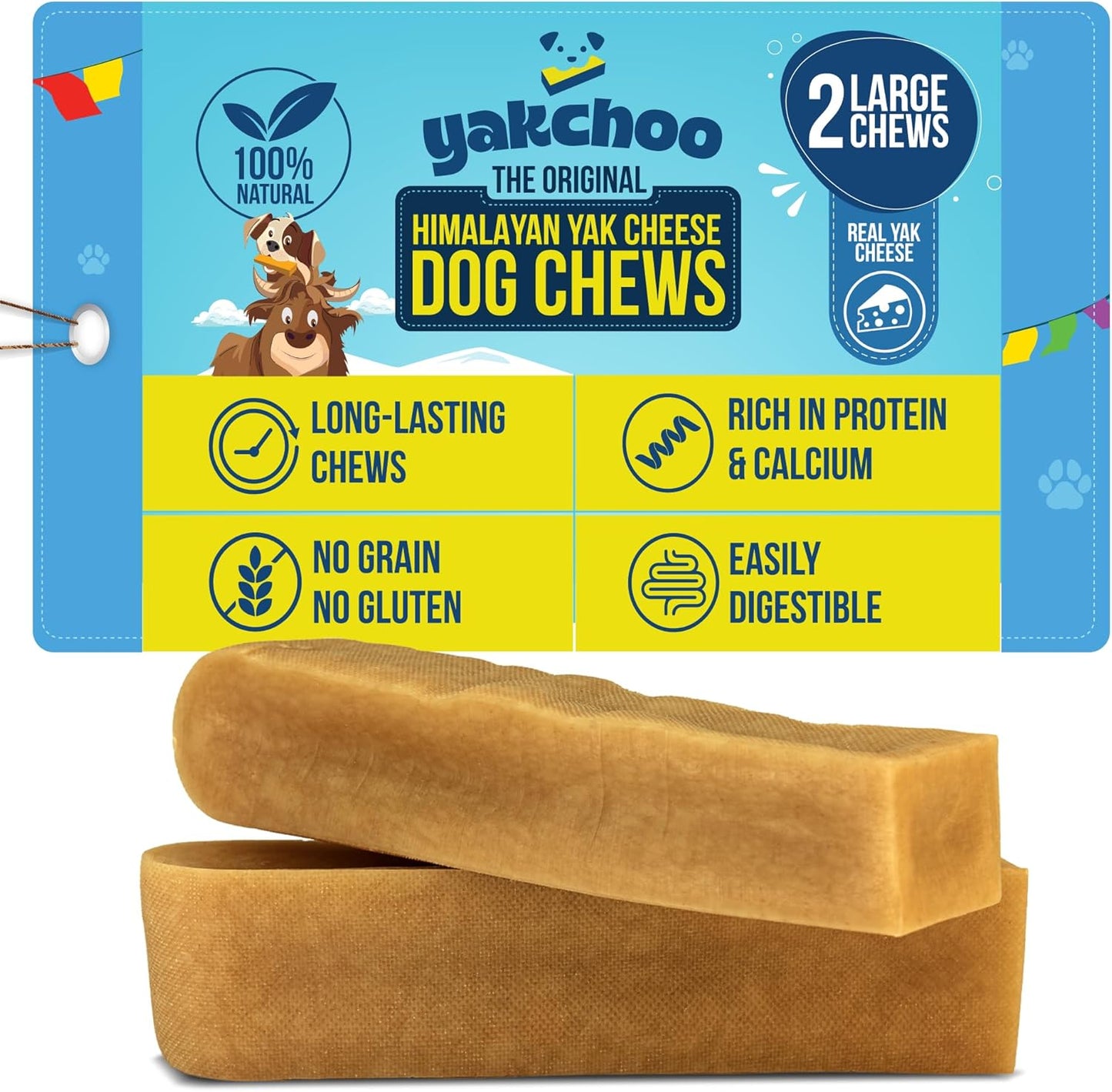 Yakchoo Himalayan Yak Cheese Dog Chews – Large 130g - 2pk