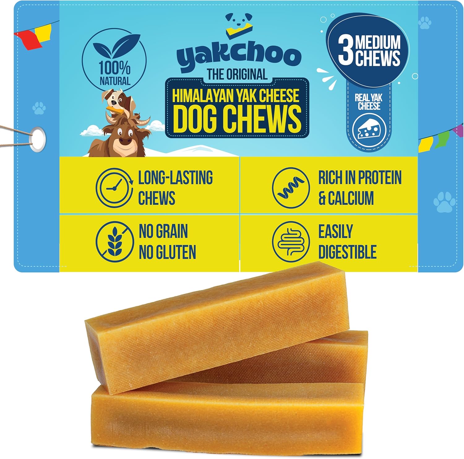 Yakchoo Himalayan Yak Cheese Dog Chews – Medium 70g - 3pk