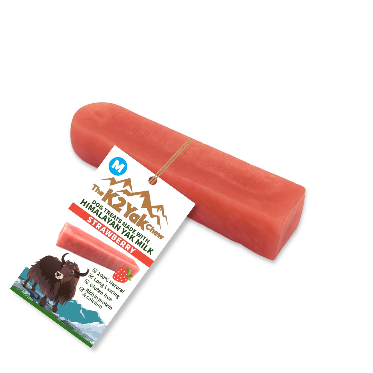K2 Yak Chews Natural Dog Treats Strawberry Medium 70-80g